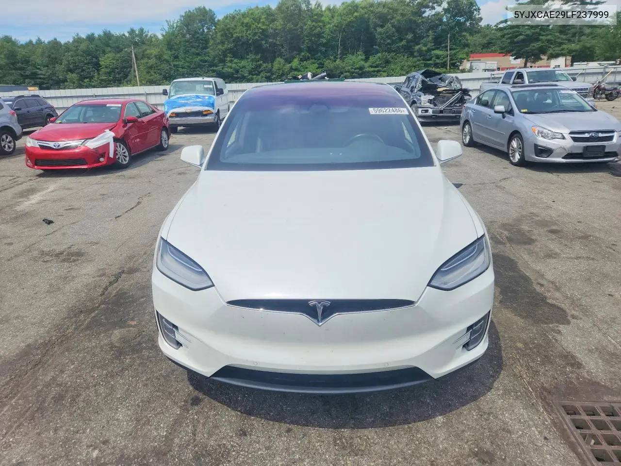 2020 Tesla Model X VIN: 5YJXCAE29LF237999 Lot: 59622486