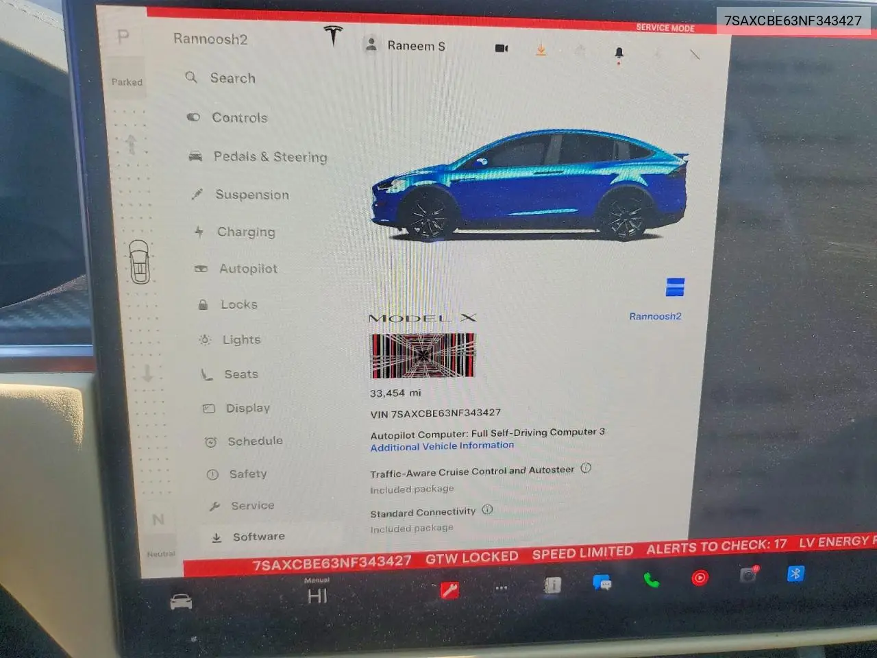 2022 Tesla Model X VIN: 7SAXCBE63NF343427 Lot: 57735816