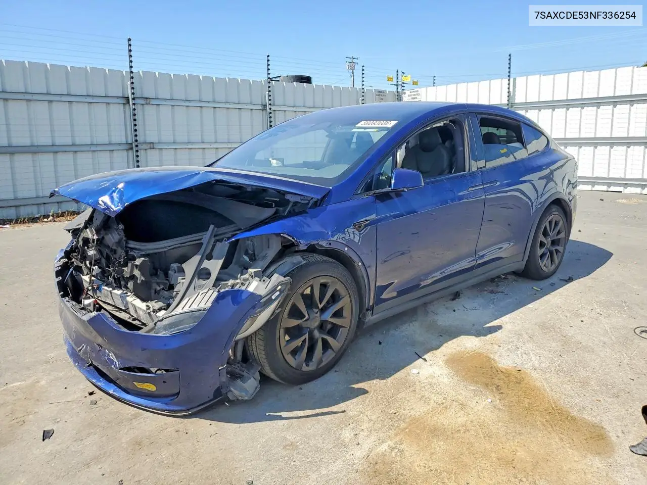 2022 Tesla Model X VIN: 7SAXCDE53NF336254 Lot: 58093606
