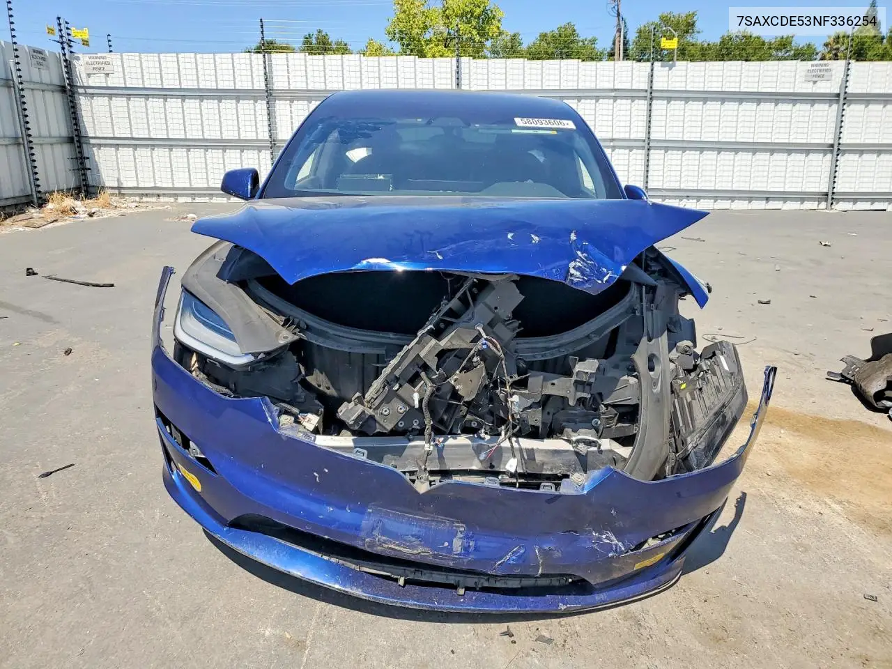 2022 Tesla Model X VIN: 7SAXCDE53NF336254 Lot: 58093606