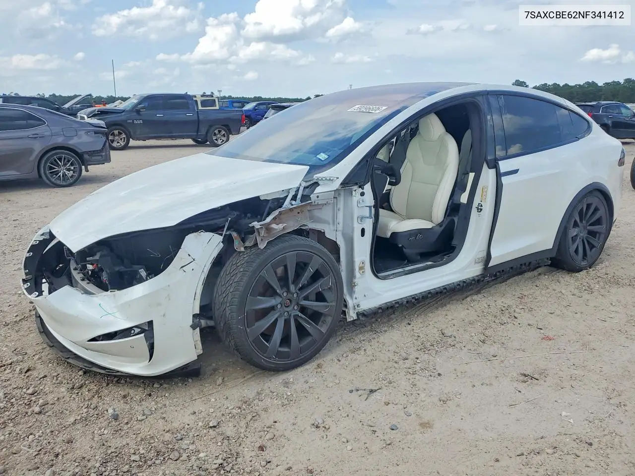 2022 Tesla Model X VIN: 7SAXCBE62NF341412 Lot: 59296606
