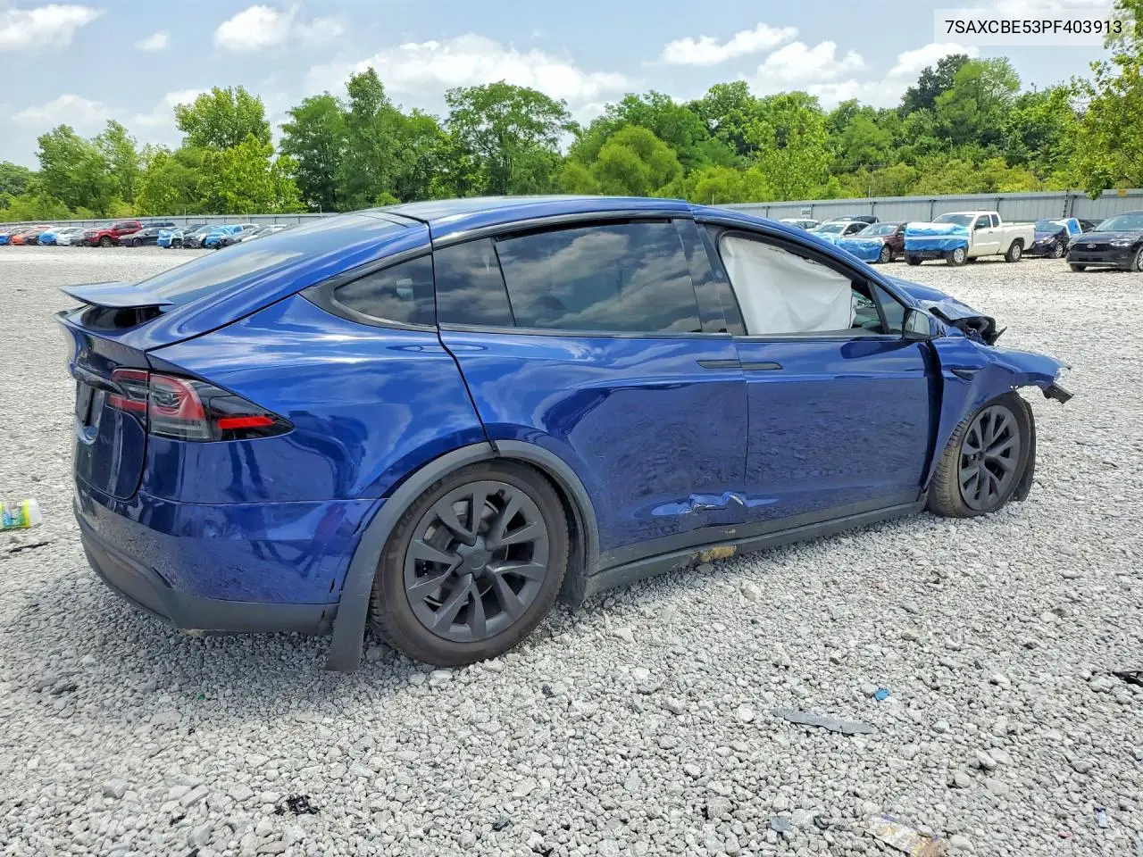 2023 Tesla Model X VIN: 7SAXCBE53PF403913 Lot: 59257356