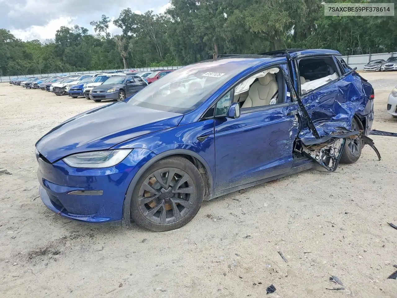 2023 Tesla Model X VIN: 7SAXCBE59PF378614 Lot: 61977476
