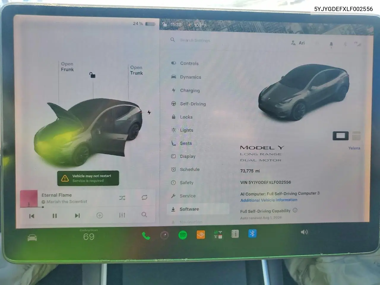 2020 Tesla Model Y VIN: 5YJYGDEFXLF002556 Lot: 59914296