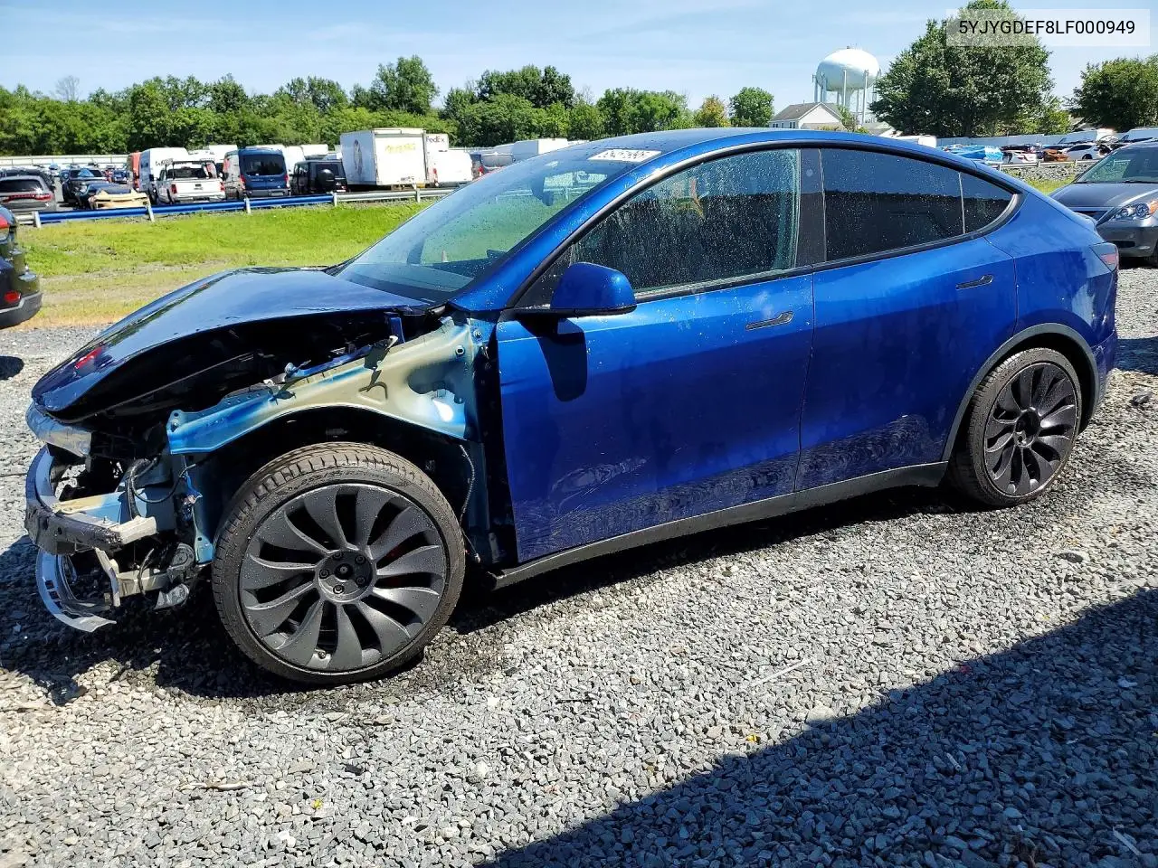 2020 Tesla Model Y VIN: 5YJYGDEF8LF000949 Lot: 85451995