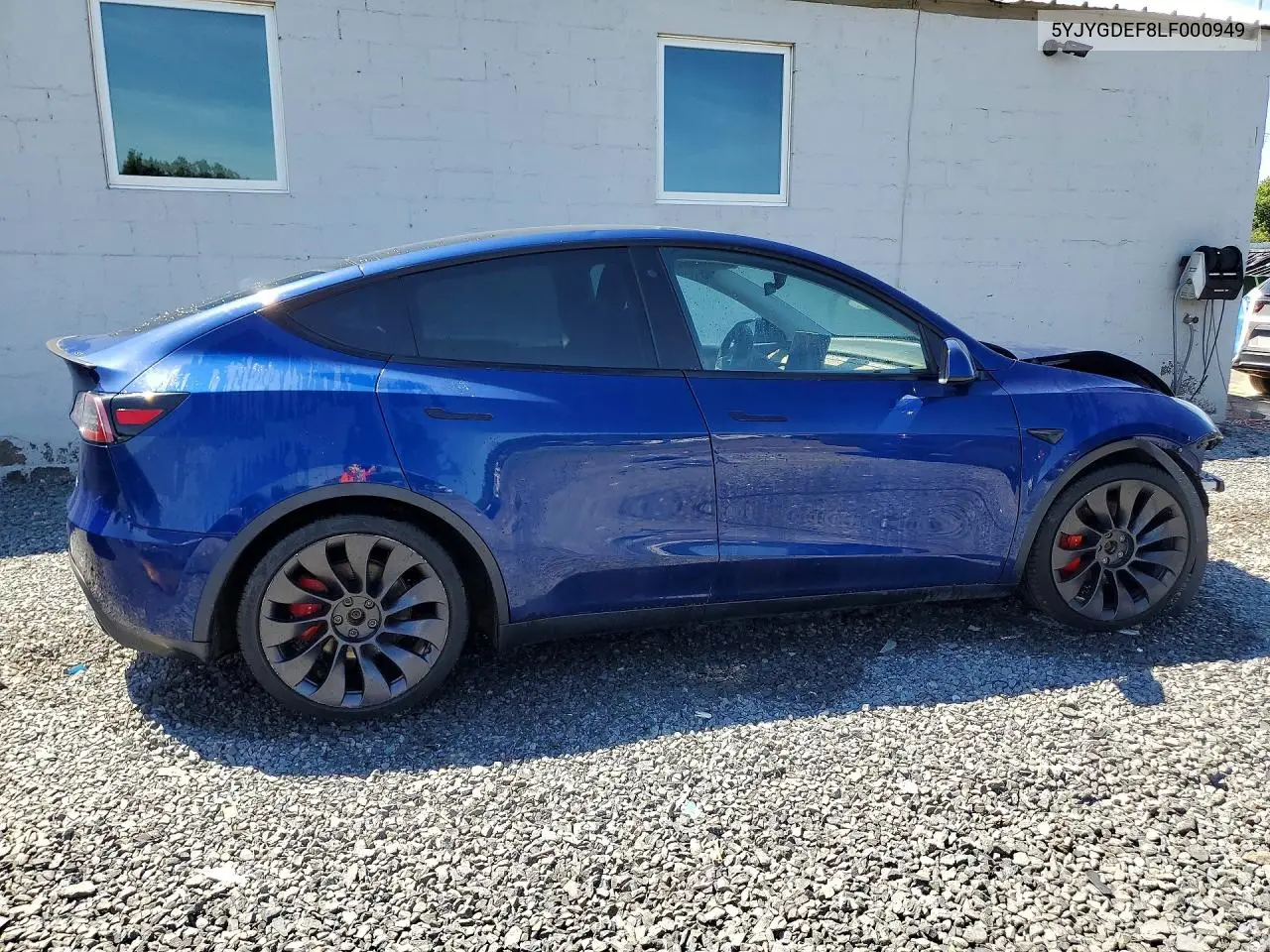 2020 Tesla Model Y VIN: 5YJYGDEF8LF000949 Lot: 85451995
