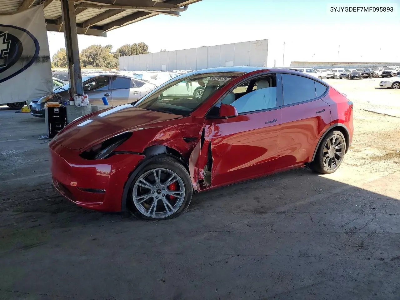 2021 Tesla Model Y VIN: 5YJYGDEF7MF095893 Lot: 60760726