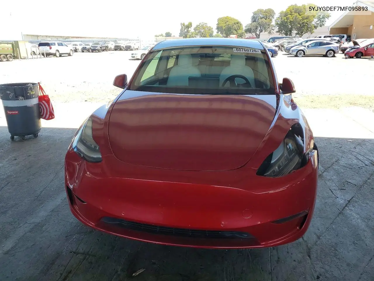 2021 Tesla Model Y VIN: 5YJYGDEF7MF095893 Lot: 60760726