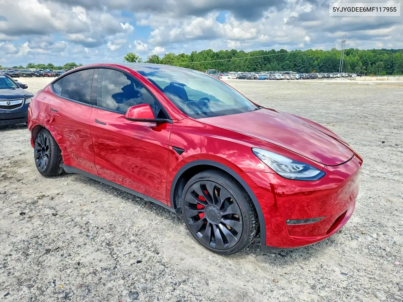 2021 Tesla Model Y VIN: 5YJYGDEE6MF117955 Lot: 60842486