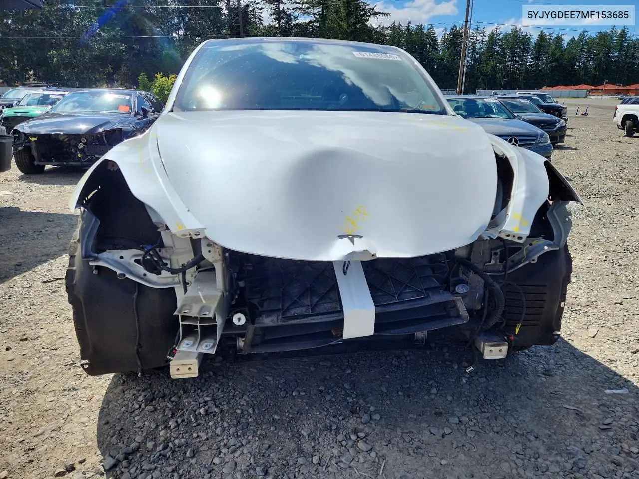 2021 Tesla Model Y VIN: 5YJYGDEE7MF153685 Lot: 61488066