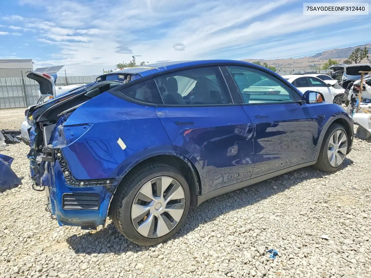 2022 Tesla Model Y VIN: 7SAYGDEE0NF312440 Lot: 56671236