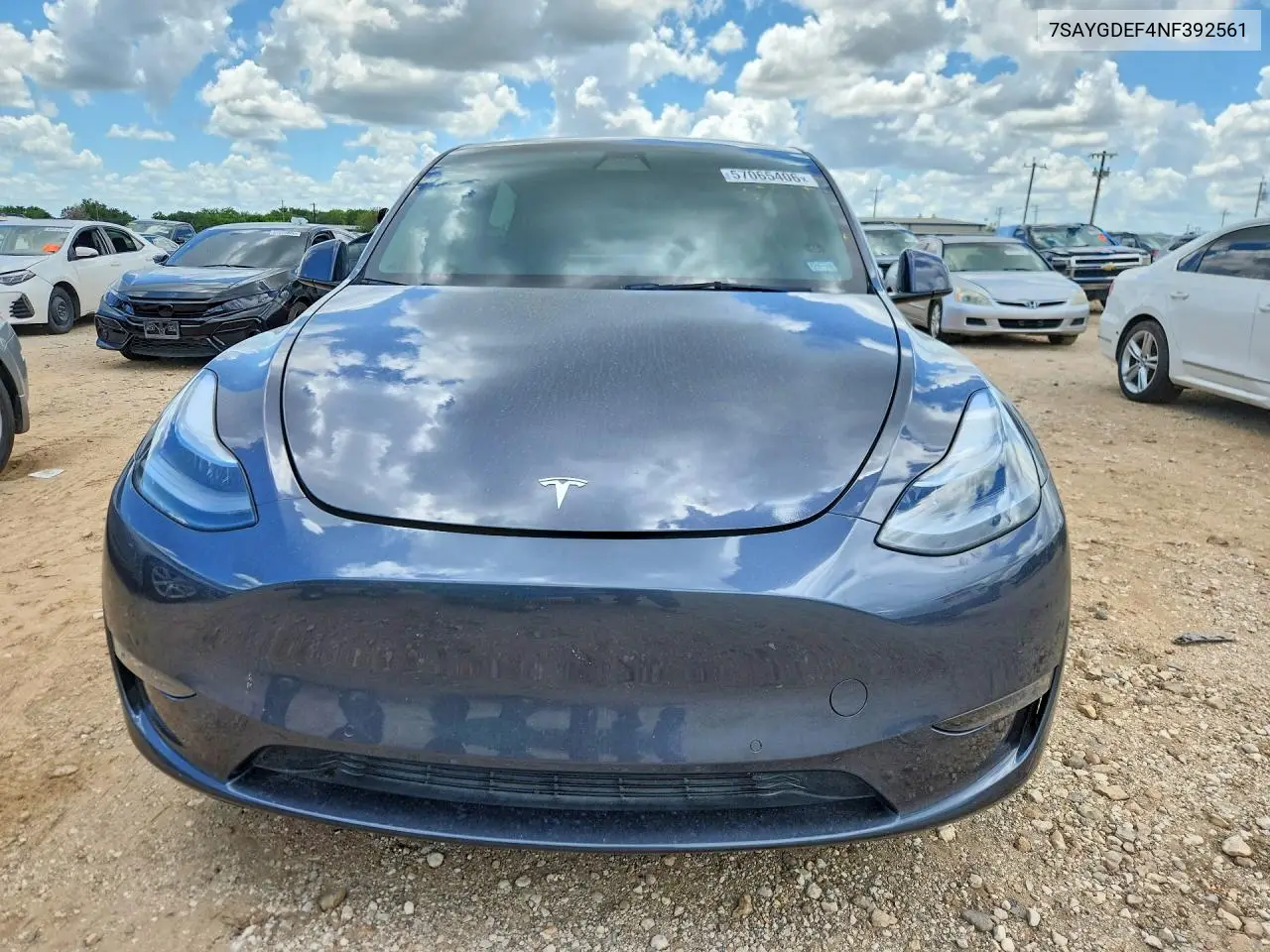 2022 Tesla Model Y VIN: 7SAYGDEF4NF392561 Lot: 57065406