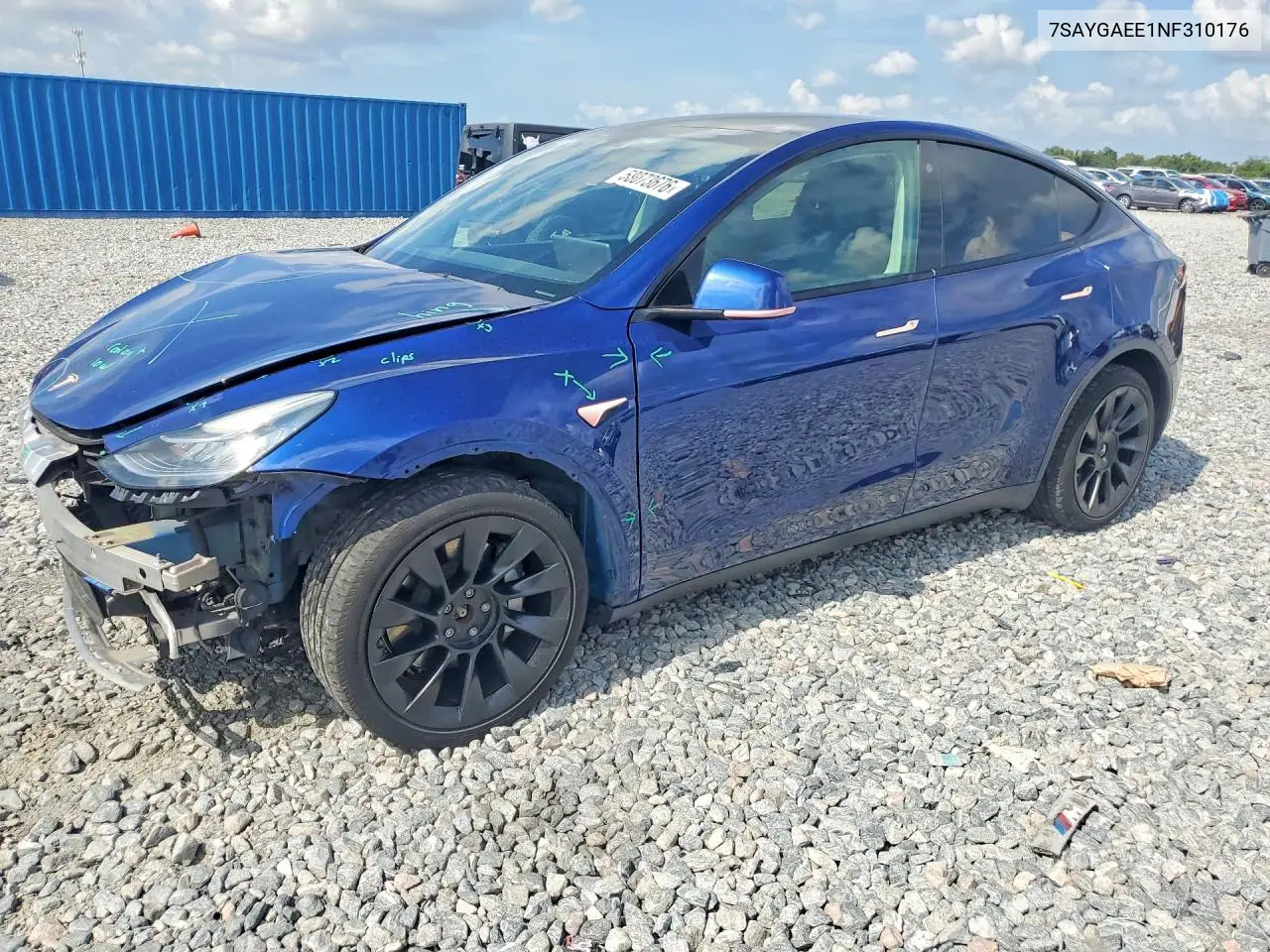 2022 Tesla Model Y VIN: 7SAYGAEE1NF310176 Lot: 58073676