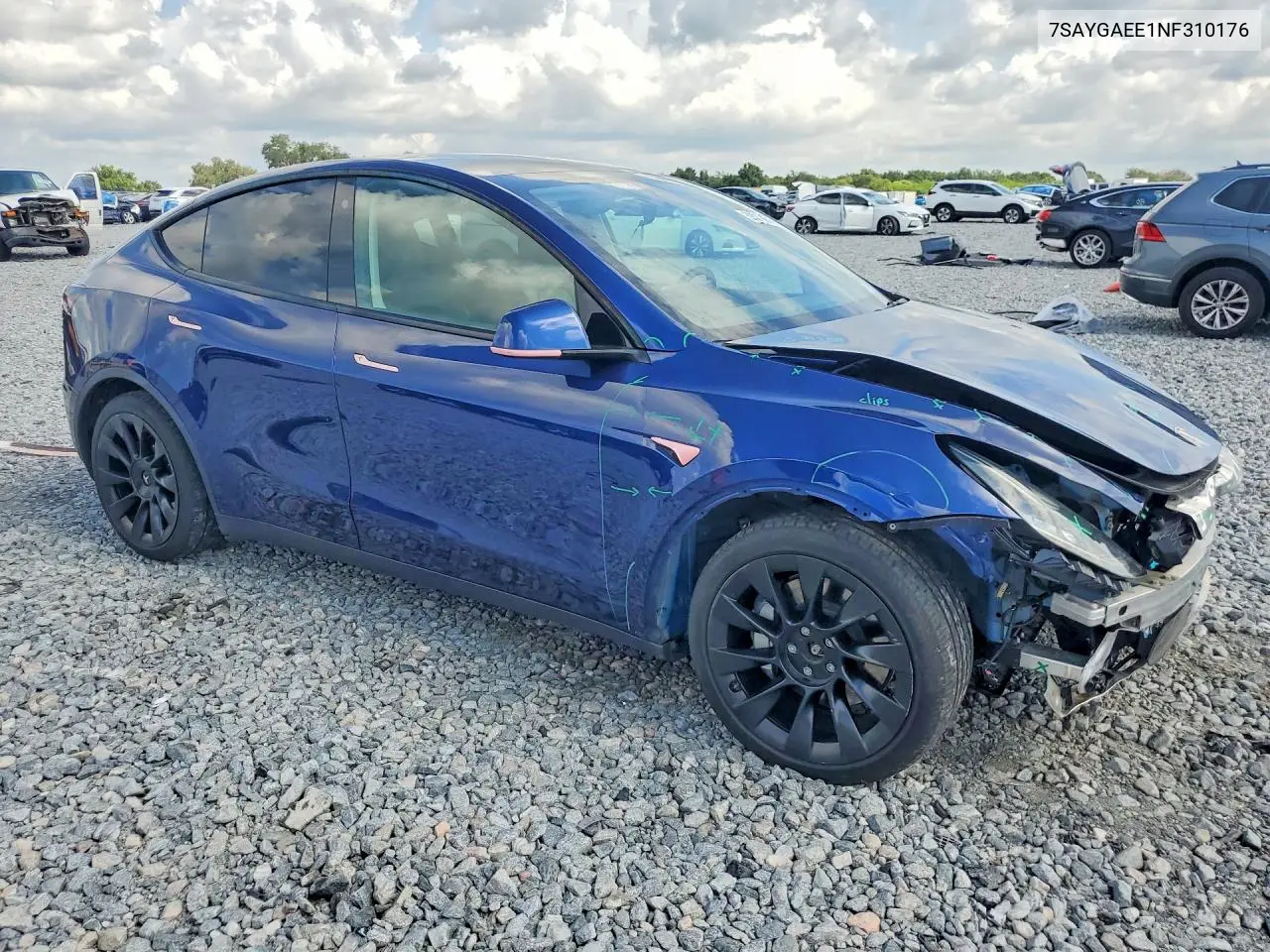 2022 Tesla Model Y VIN: 7SAYGAEE1NF310176 Lot: 58073676