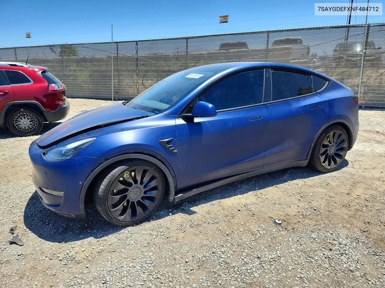 2022 Tesla Model Y VIN: 7SAYGDEFXNF484712 Lot: 58655636