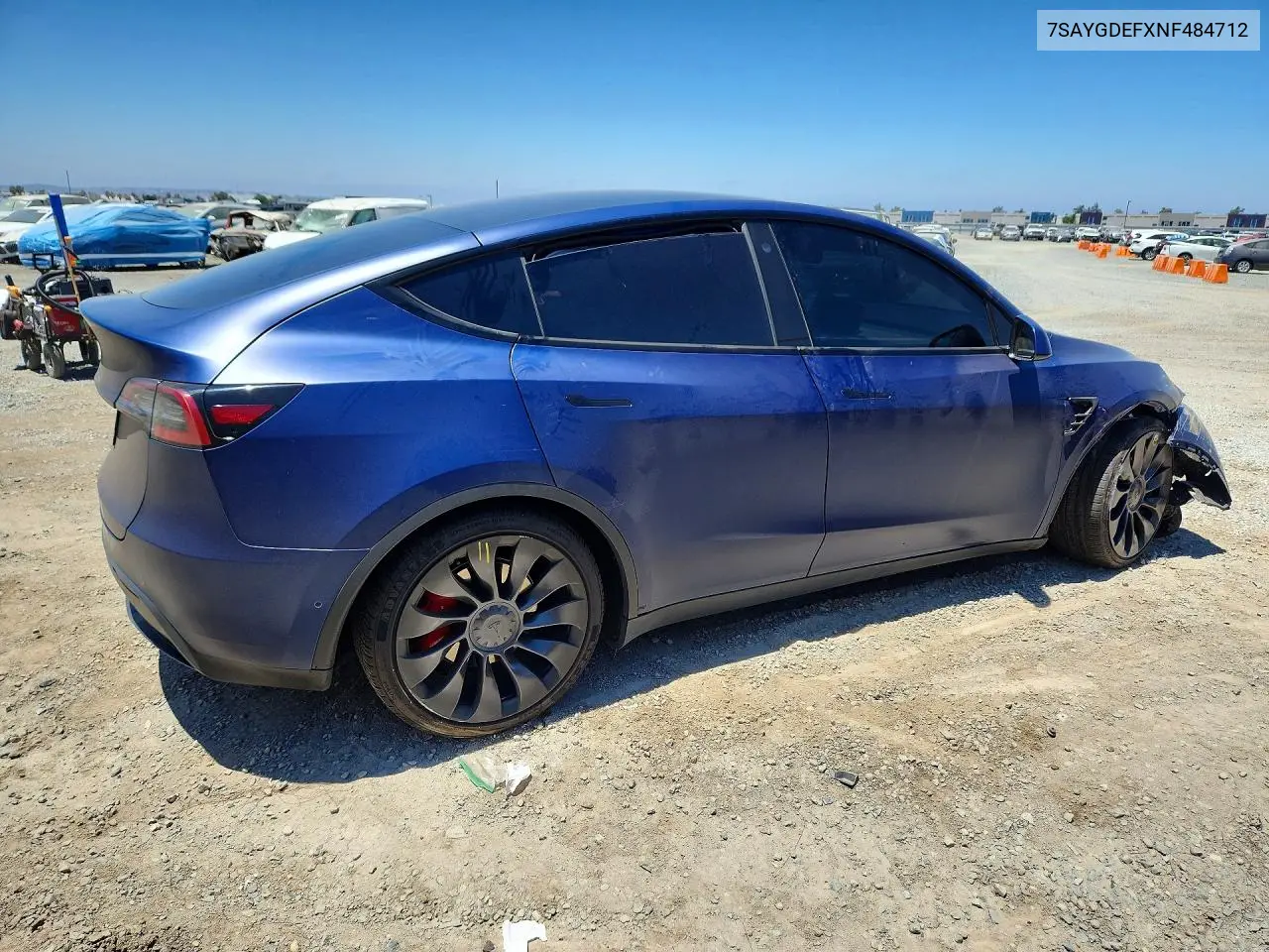 2022 Tesla Model Y VIN: 7SAYGDEFXNF484712 Lot: 58655636