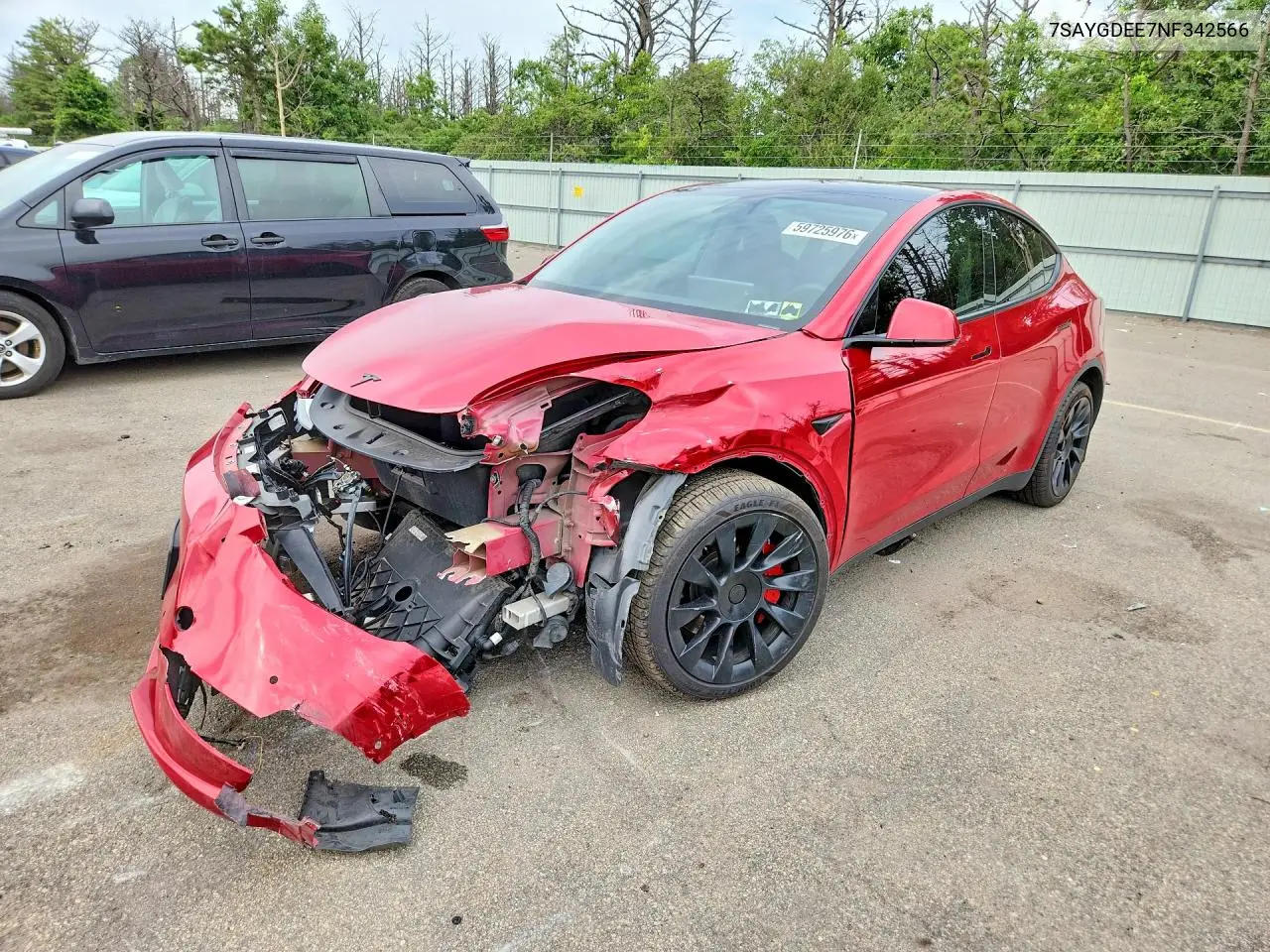 2022 Tesla Model Y VIN: 7SAYGDEE7NF342566 Lot: 59725976