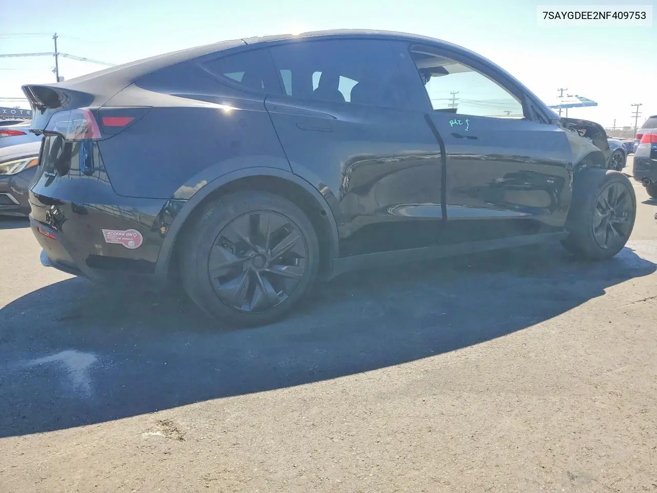 2022 Tesla Model Y VIN: 7SAYGDEE2NF409753 Lot: 60834696