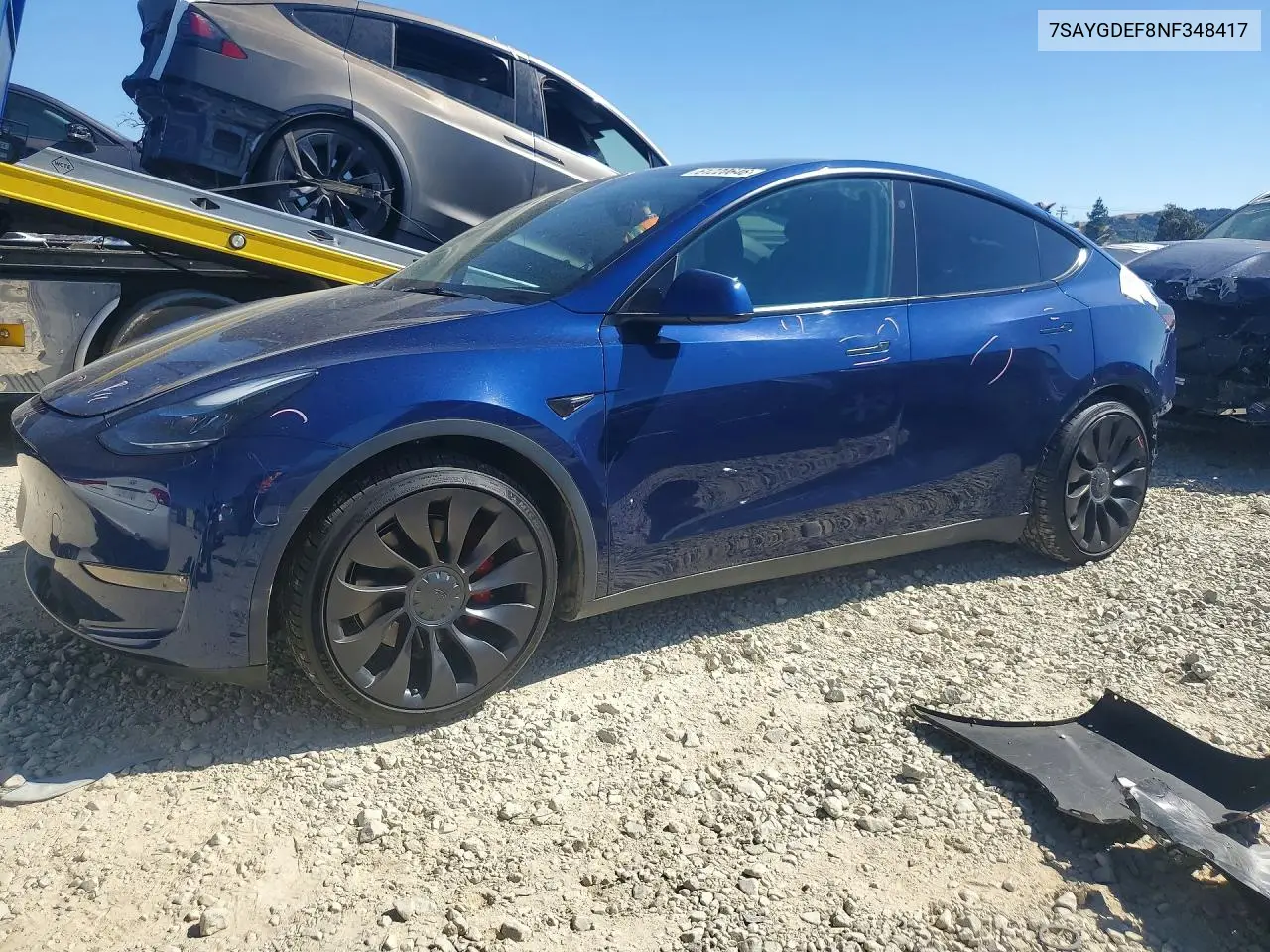 2022 Tesla Model Y VIN: 7SAYGDEF8NF348417 Lot: 61220646