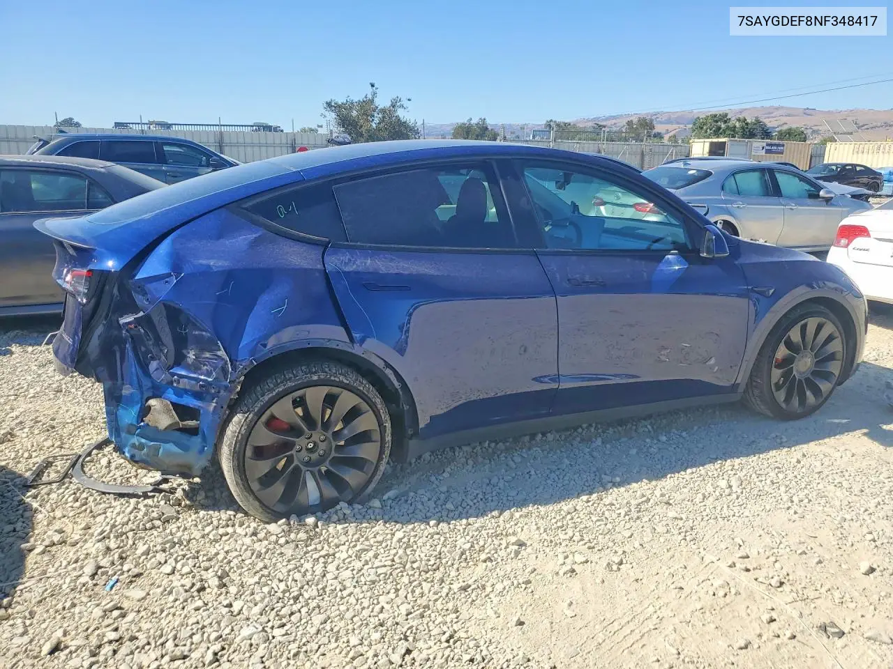 2022 Tesla Model Y VIN: 7SAYGDEF8NF348417 Lot: 61220646