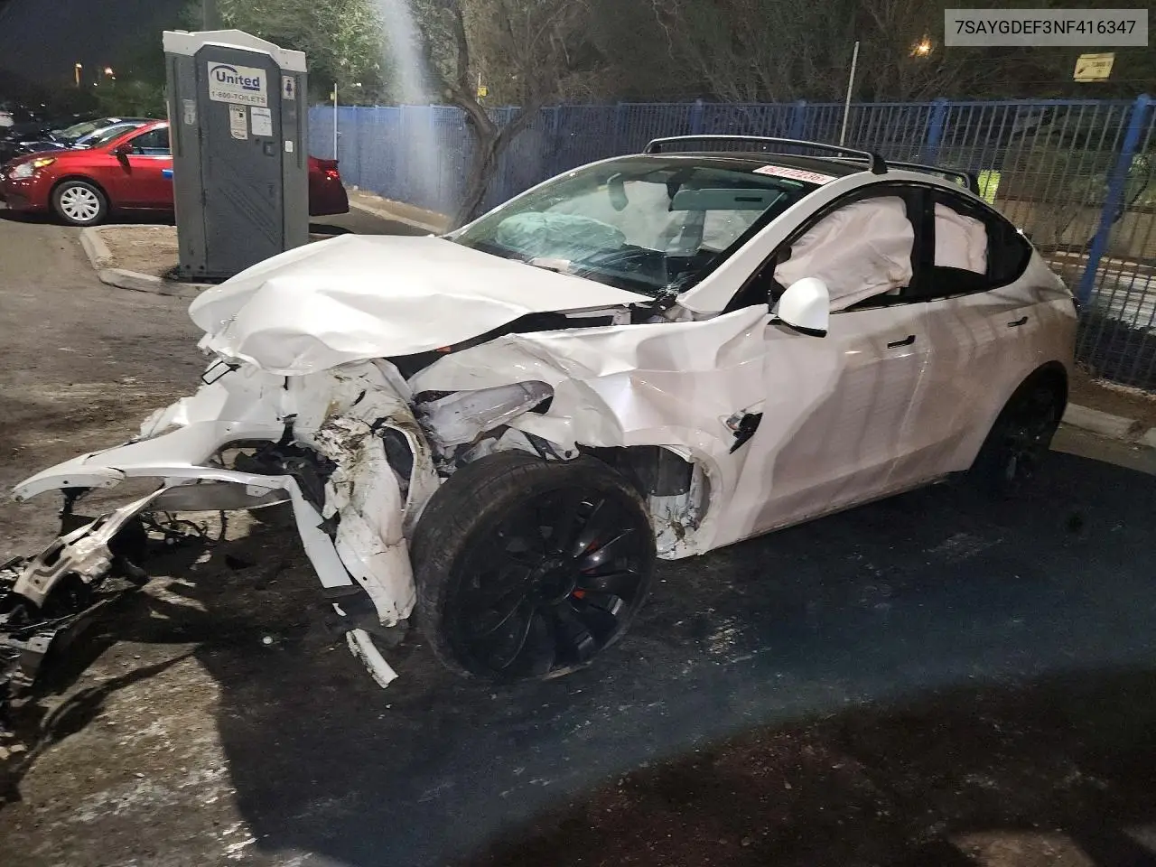 2022 Tesla Model Y VIN: 7SAYGDEF3NF416347 Lot: 62172236
