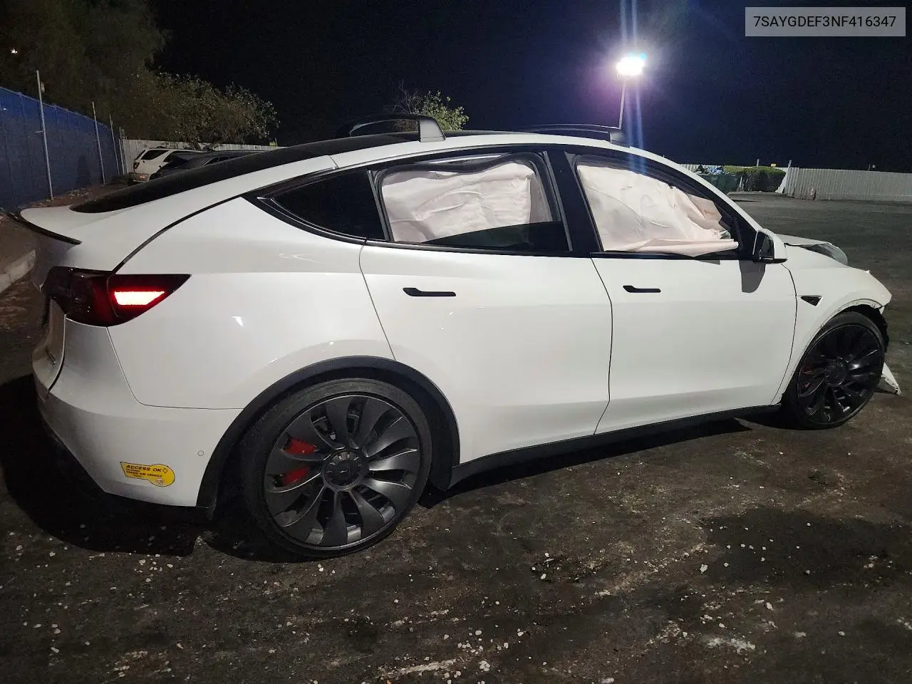 2022 Tesla Model Y VIN: 7SAYGDEF3NF416347 Lot: 62172236