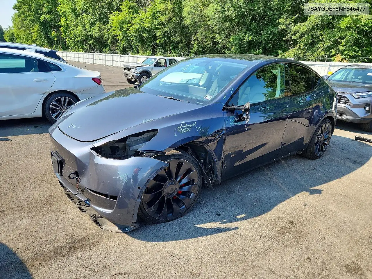 2022 Tesla Model Y VIN: 7SAYGDEF8NF546477 Lot: 85986405