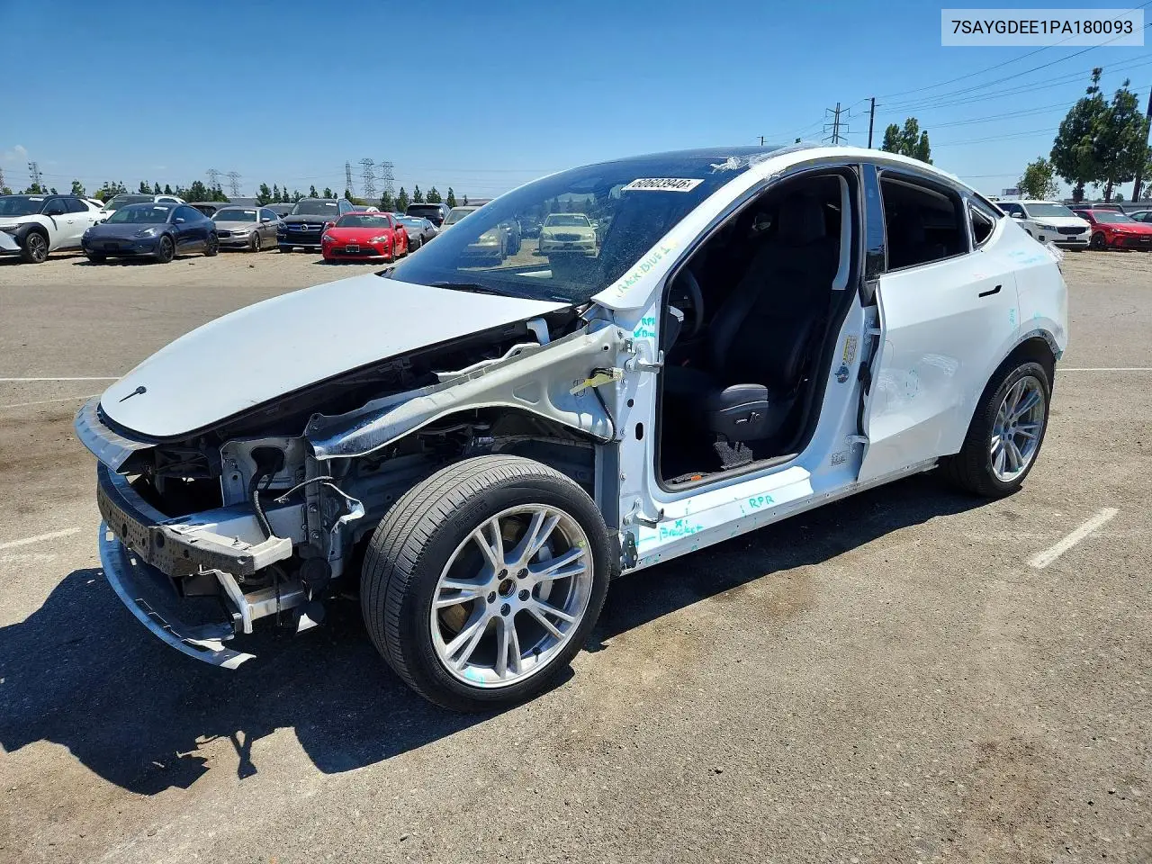 2023 Tesla Model Y VIN: 7SAYGDEE1PA180093 Lot: 60603946
