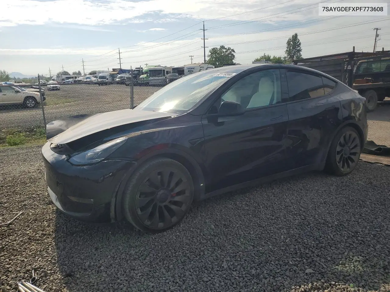 2023 Tesla Model Y VIN: 7SAYGDEFXPF773608 Lot: 62119366