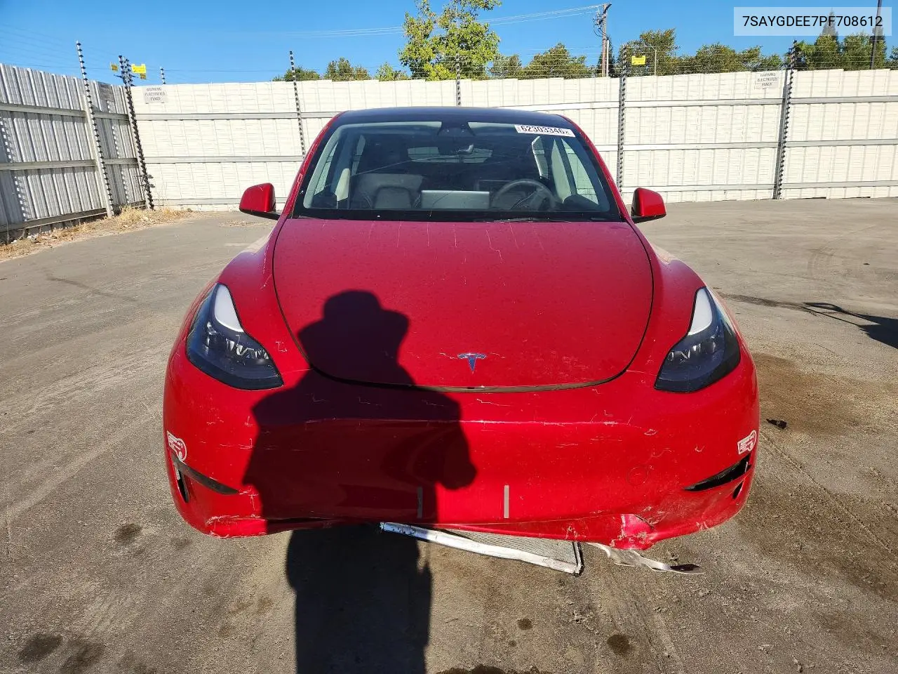 2023 Tesla Model Y VIN: 7SAYGDEE7PF708612 Lot: 62303346