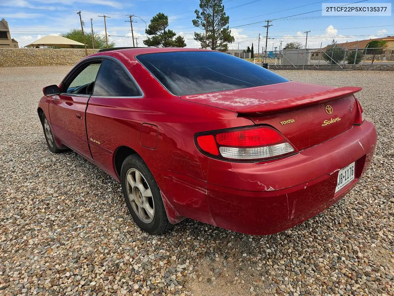 1999 Toyota Camry Solara Sle V6 VIN: 2T1CF22P5XC135377 Lot: 56290776