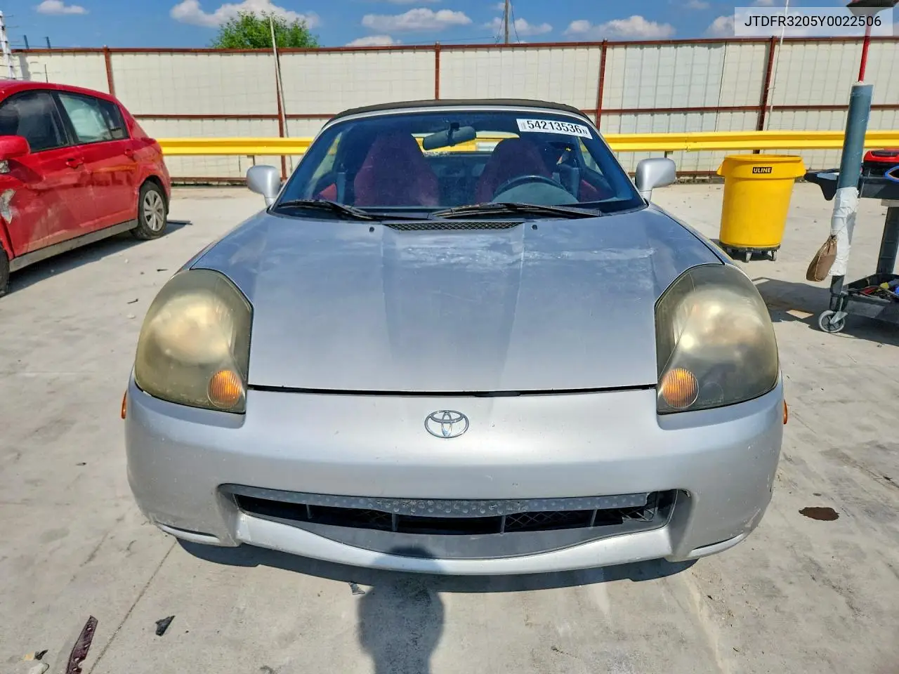 2000 Toyota Mr2 Spyder VIN: JTDFR3205Y0022506 Lot: 54213536