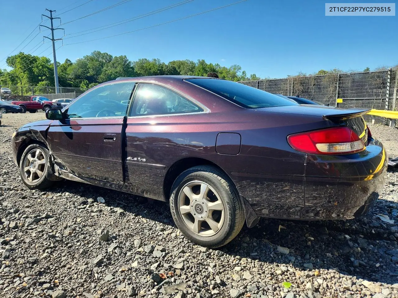 2000 Toyota Camry Solara Sle V6 VIN: 2T1CF22P7YC279515 Lot: 56883646