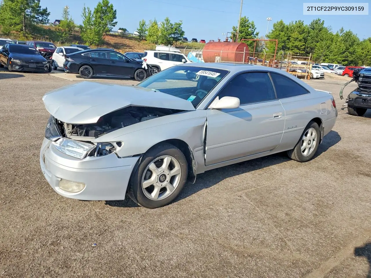 2000 Toyota Camry Solara Sle V6 VIN: 2T1CF22P9YC309159 Lot: 59541646