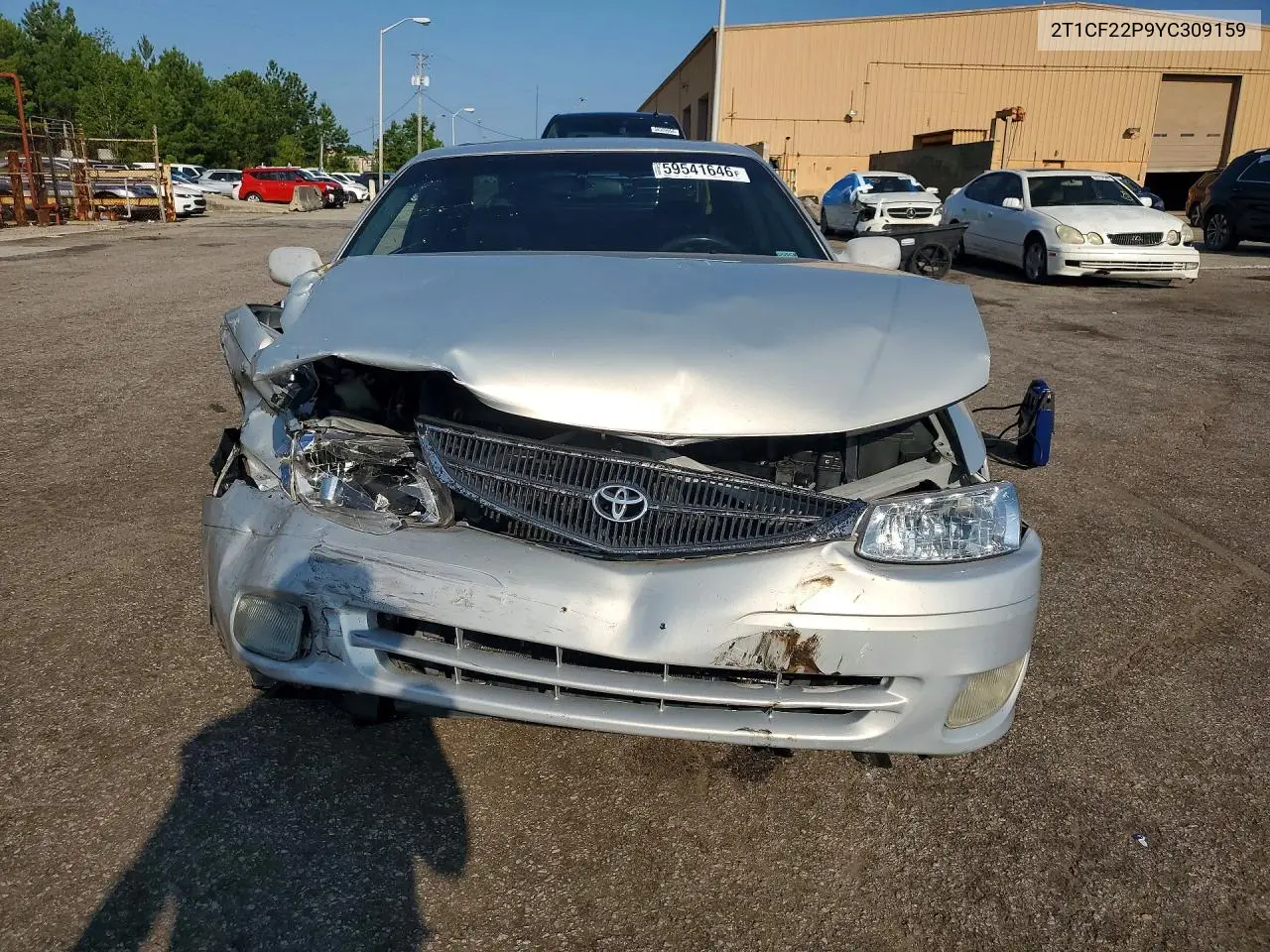 2000 Toyota Camry Solara Sle V6 VIN: 2T1CF22P9YC309159 Lot: 59541646