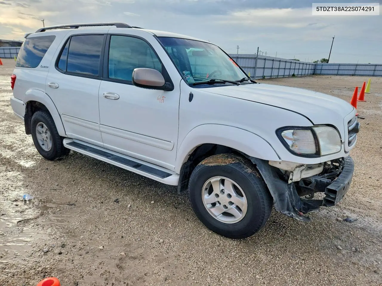 2002 Toyota Sequoia Limited VIN: 5TDZT38A22S074291 Lot: 56226276
