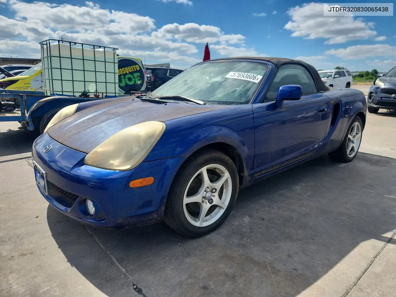 2003 Toyota Mr2 Spyder VIN: JTDFR320830065438 Lot: 57693606