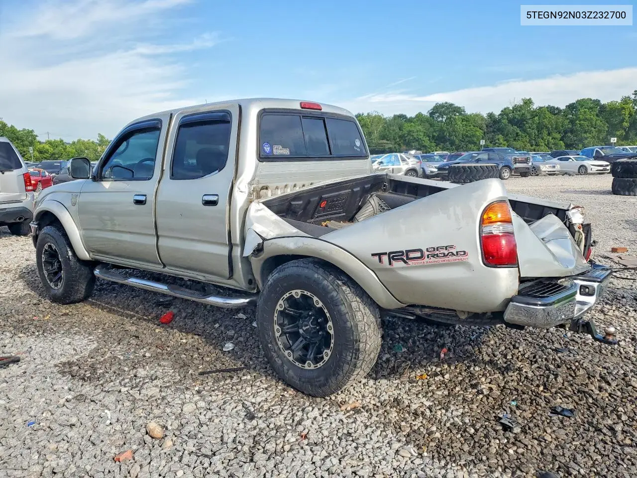 2003 Toyota Tacoma Double Cab Prerunner VIN: 5TEGN92N03Z232700 Lot: 58627506