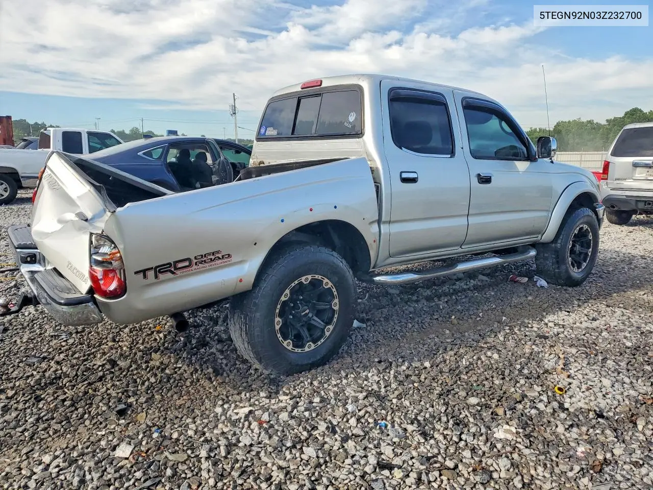 2003 Toyota Tacoma Double Cab Prerunner VIN: 5TEGN92N03Z232700 Lot: 58627506