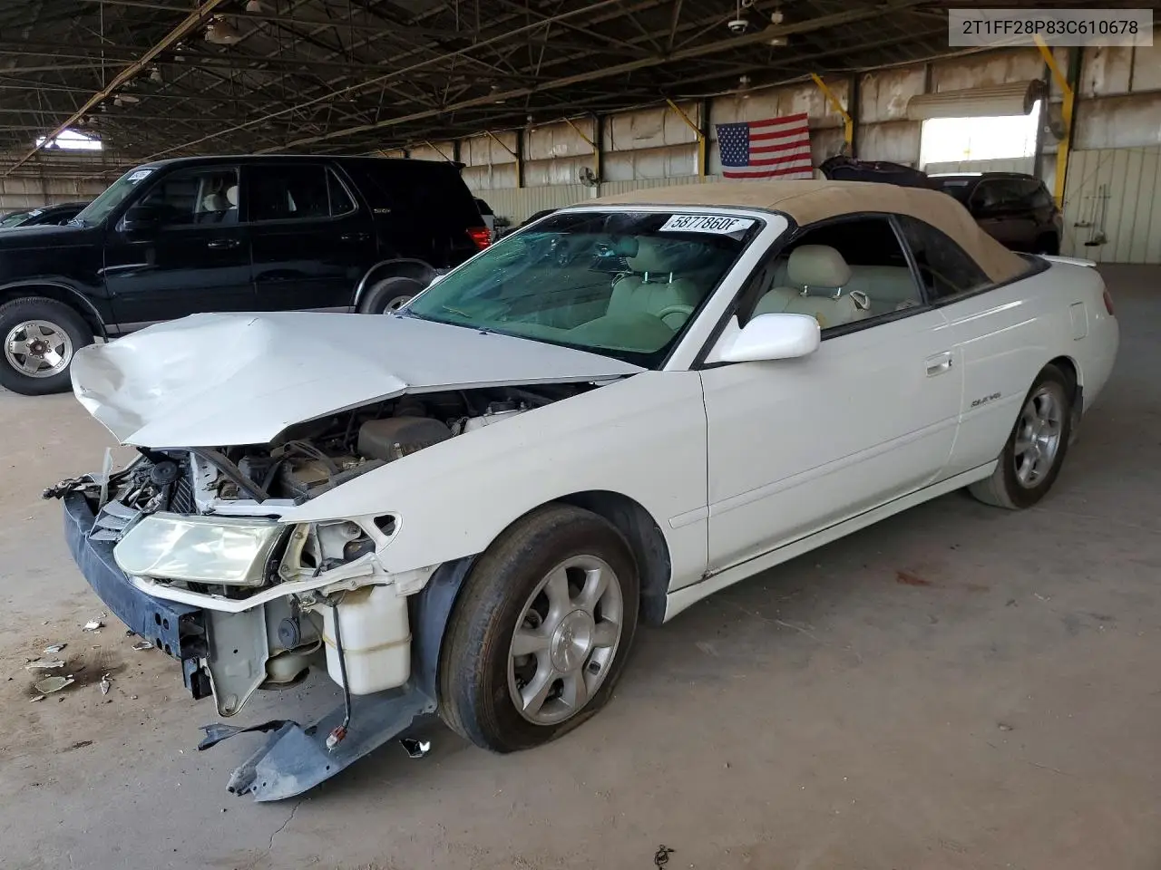 2003 Toyota Camry Solara Sle V6 VIN: 2T1FF28P83C610678 Lot: 58778606