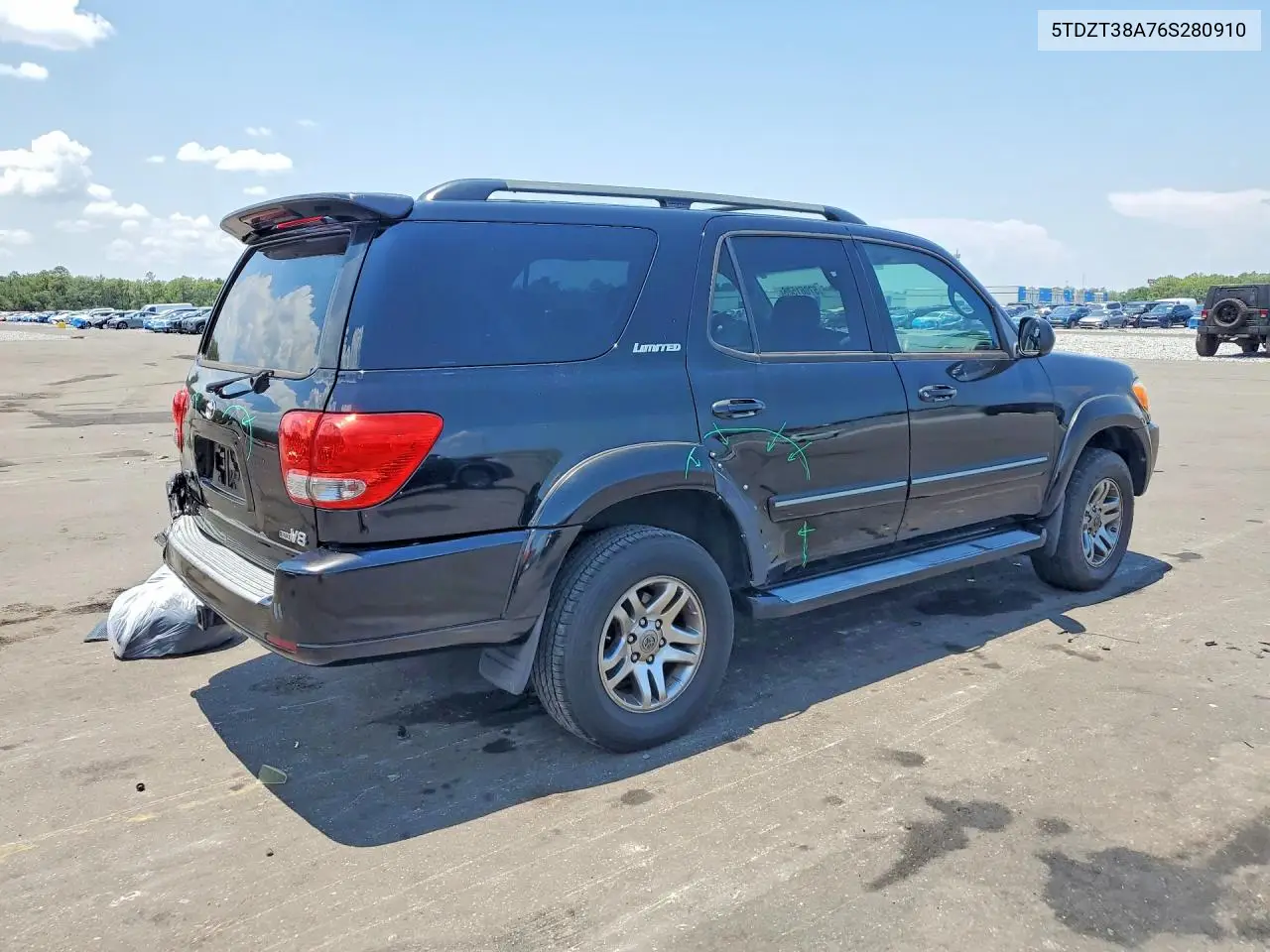 2006 Toyota Sequoia Limited VIN: 5TDZT38A76S280910 Lot: 57061586