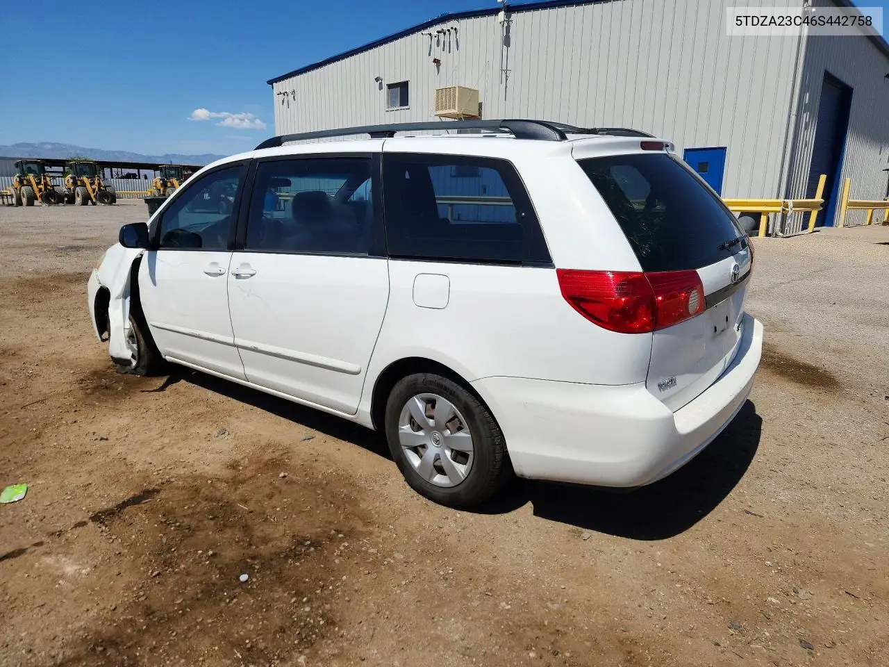2006 Toyota Sienna Ce 7 Passenger VIN: 5TDZA23C46S442758 Lot: 58700986