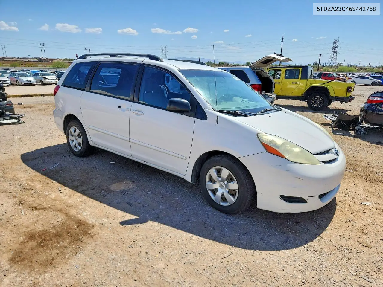 2006 Toyota Sienna Ce 7 Passenger VIN: 5TDZA23C46S442758 Lot: 58700986