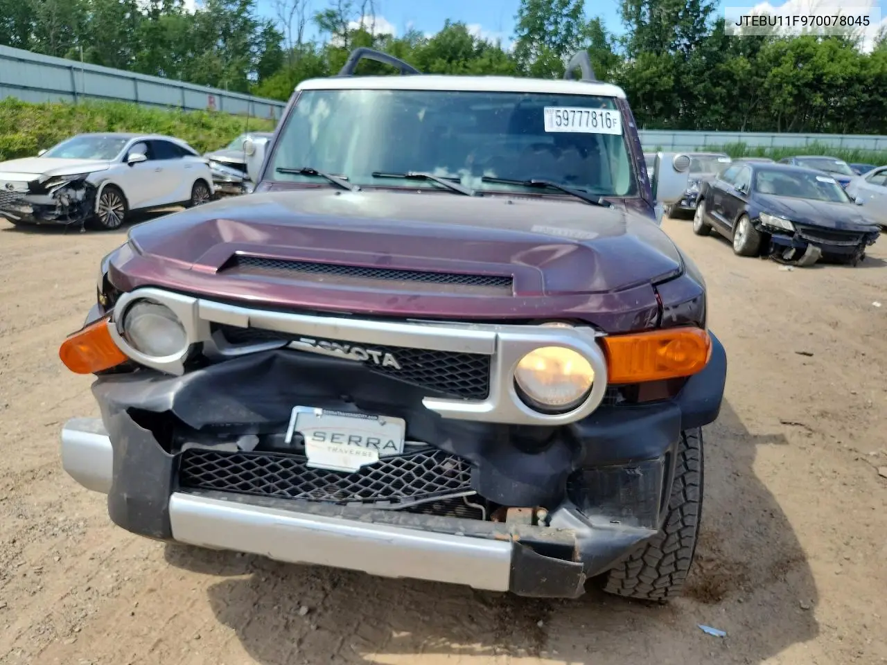 2007 Toyota Fj Cruiser Base VIN: JTEBU11F970078045 Lot: 59777816