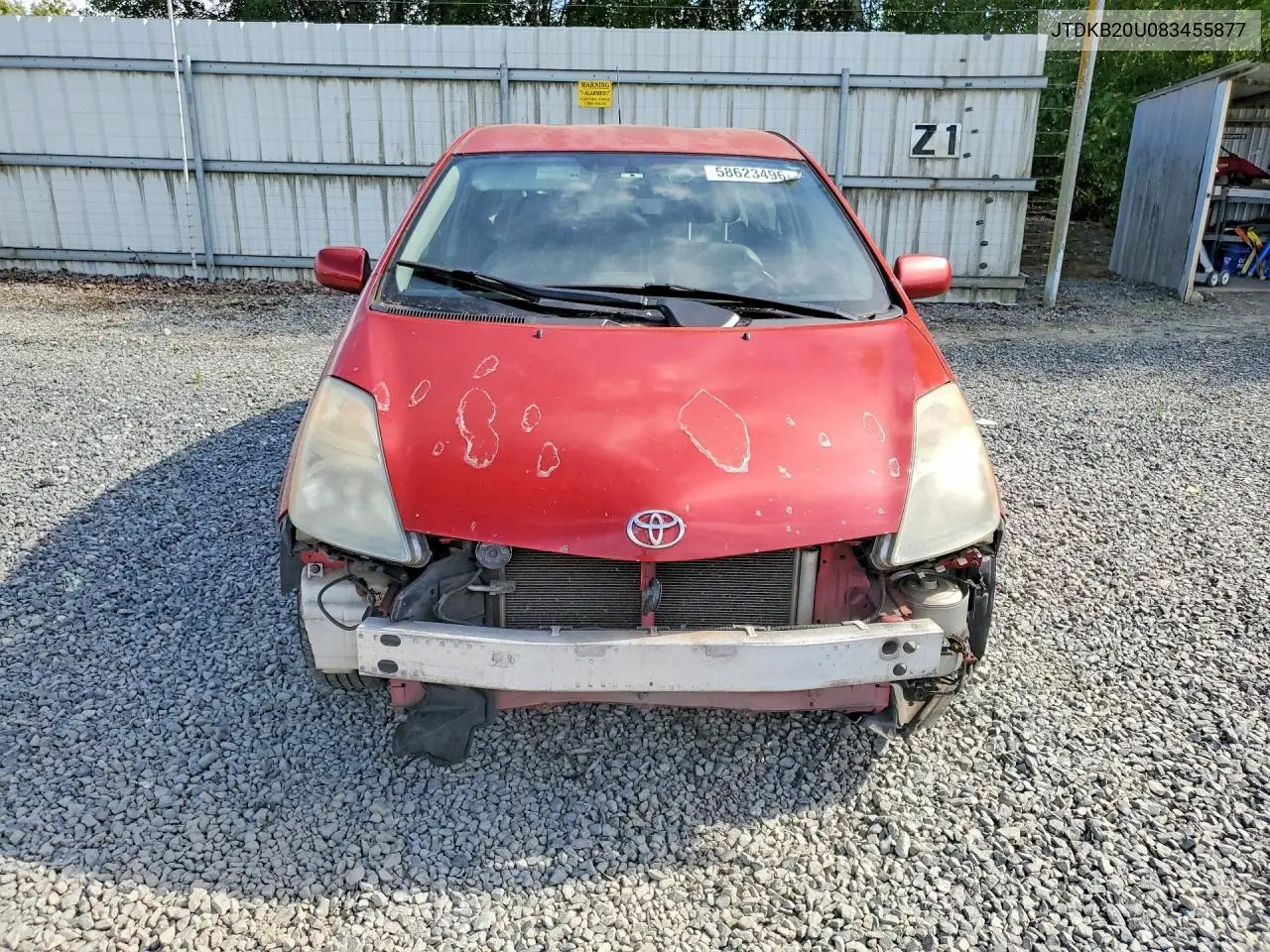 2008 Toyota Prius Base VIN: JTDKB20U083455877 Lot: 58623496