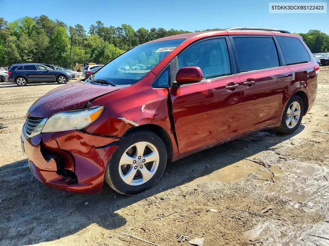 2011 Toyota Sienna Le VIN: 5TDKK3DCXBS122423 Lot: 52559746
