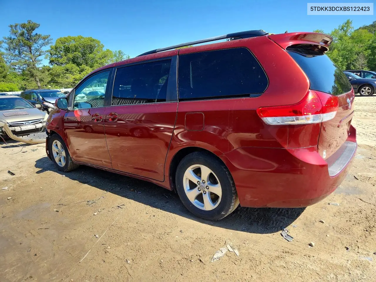 2011 Toyota Sienna Le VIN: 5TDKK3DCXBS122423 Lot: 52559746