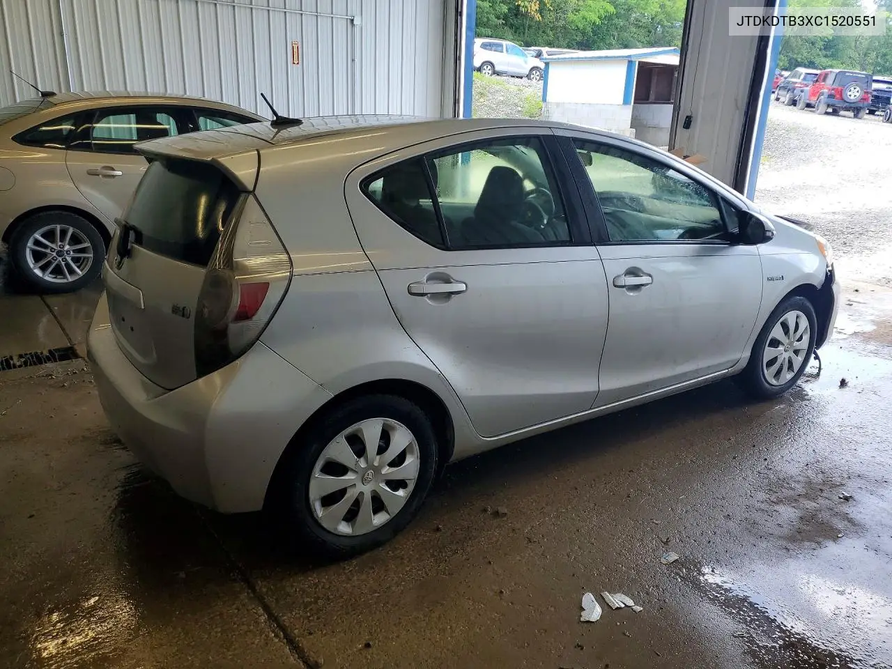 2012 Toyota Prius C Three VIN: JTDKDTB3XC1520551 Lot: 58416226