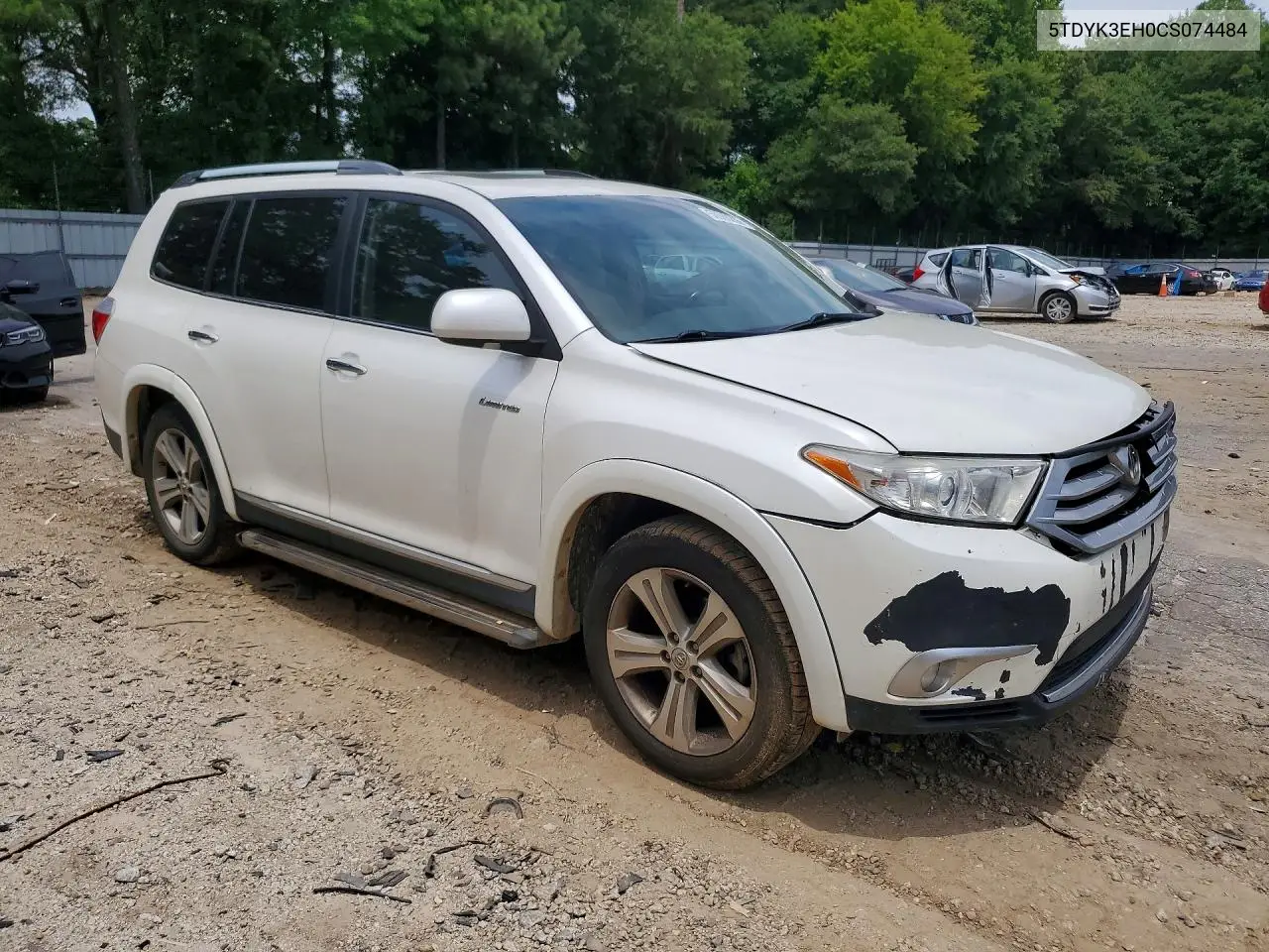 2012 Toyota Highlander Limited VIN: 5TDYK3EH0CS074484 Lot: 58580286
