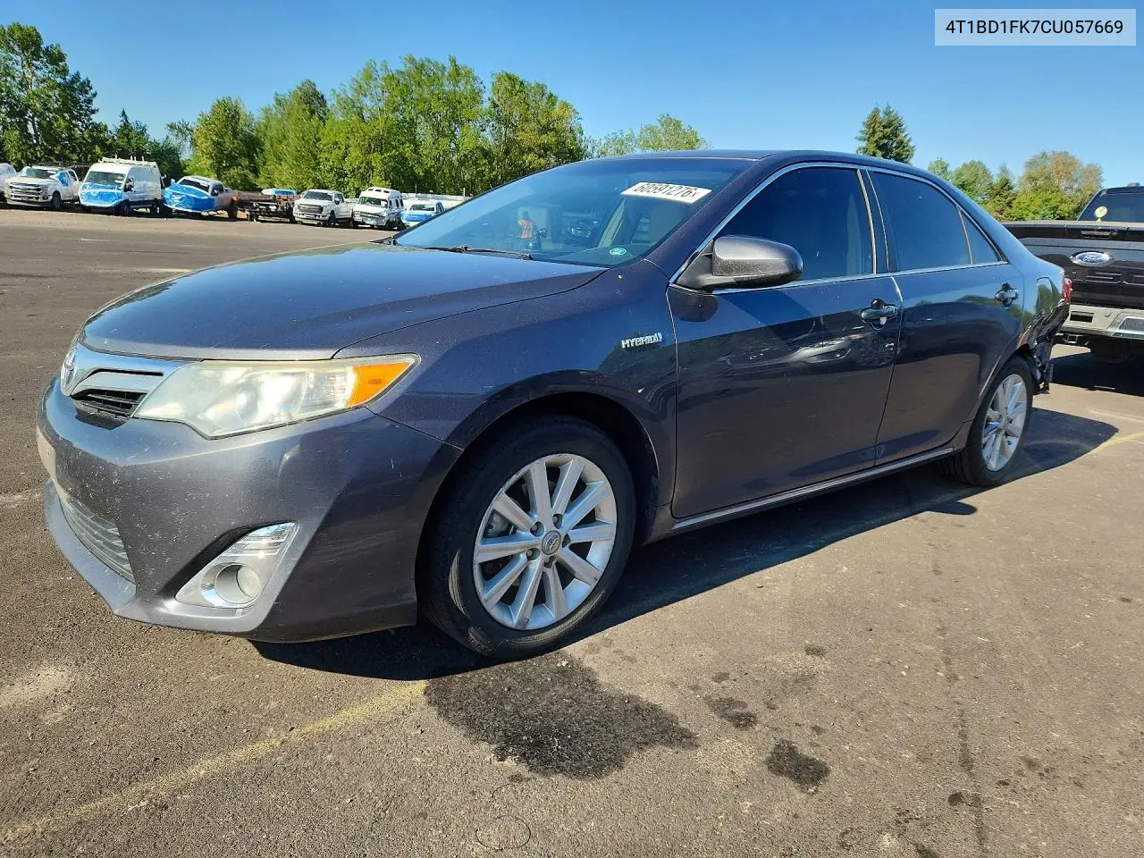 2012 Toyota Camry Hybrid Xle VIN: 4T1BD1FK7CU057669 Lot: 60591276